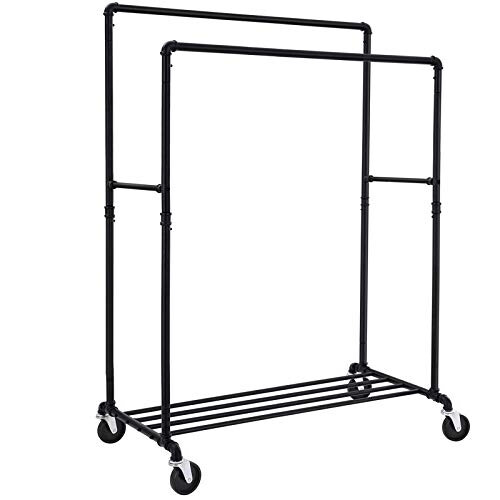 Industrial Style Heavy Duty Clothes Rack with Wheels
