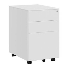 Compact Steel Office Cabinet with 3 Drawers and Wheels