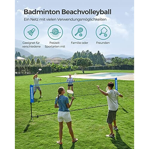 Adjustable Height Net for Badminton, Volleyball, Pickleball 1