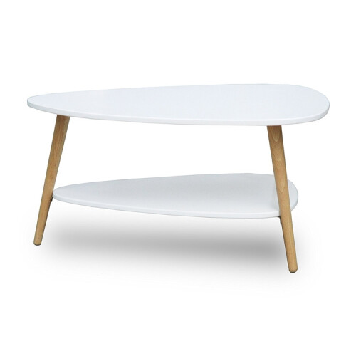 Moderner Couchtisch, Regal, Holzbeine, ModernHome weiß 2