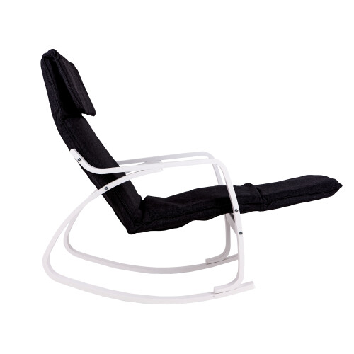 Rocking chair adjustable footrest white and black 1