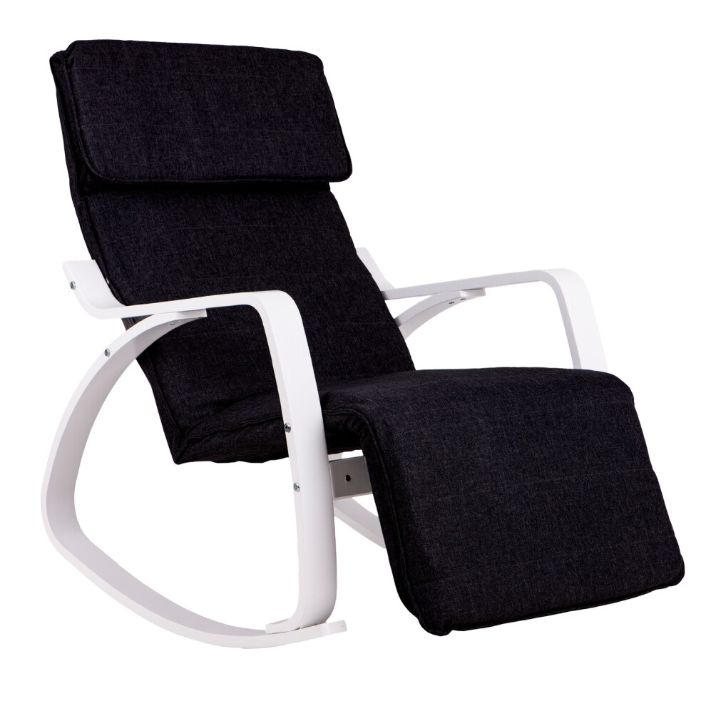 Rocking Chair Adjustable Footrest White And Black