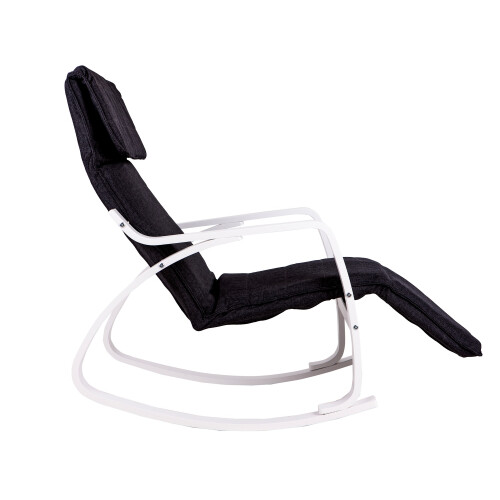 Rocking chair adjustable footrest white and black 2