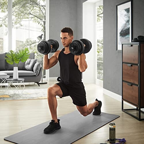 Adjustable 20kg Dumbbell Set with Non-Slip Handles 2