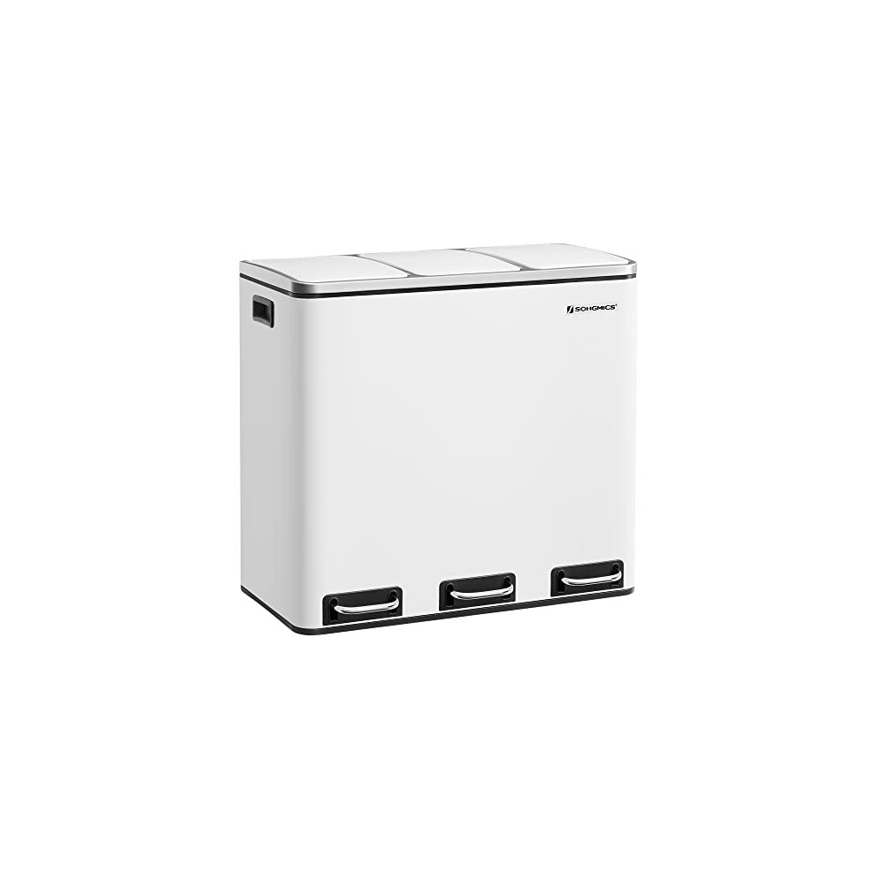 Pricenet 3-Compartment Soft-Close Pedal Recycling Bin, 54L White