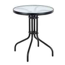 Gartentisch 60 cm Tisch aus gehärtetem Glas für Garten, Terrasse, Balkon