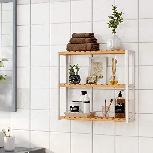 3-Tier Bamboo Rack: Adjustable, Wall-Mount or Free-Standing 1
