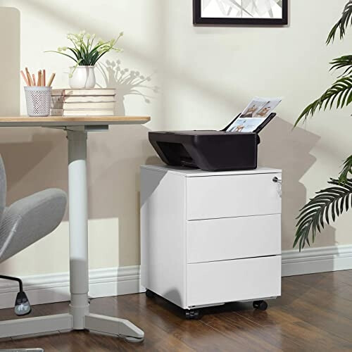 3-Drawer Steel Rolling File Cabinet with Lock & Wheels 2