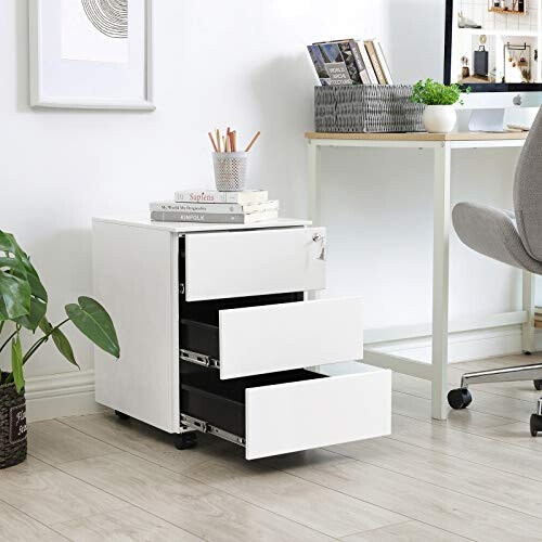 3-Drawer Steel Rolling File Cabinet with Lock & Wheels 1