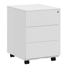3-Drawer Steel Rolling File Cabinet with Lock & Wheels