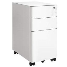 Compact Steel File Cabinet with 3 Drawers & Lockable Wheels