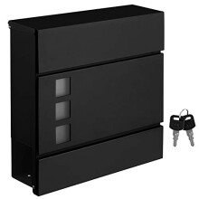 Modern Black Wall-Mounted Mailbox with Lock