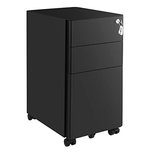 Compact Office Storage Cabinet with 3 Drawers & Wheels