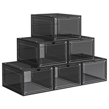 Set of 6 Stackable Shoe Storage Boxes with Clear Doors