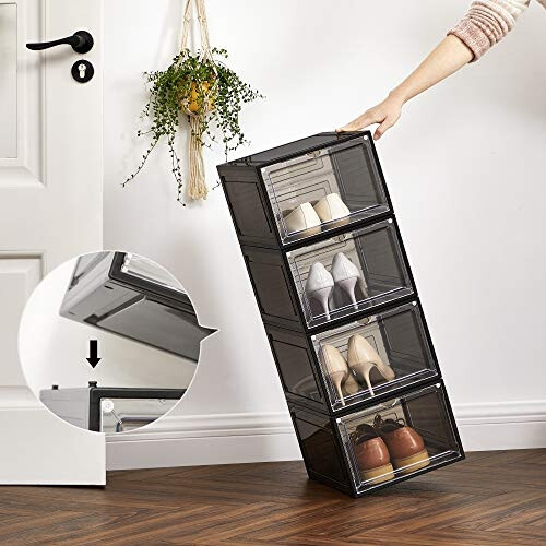 Set of 6 Stackable Shoe Storage Boxes with Clear Doors 2