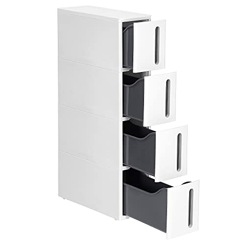 Narrow Rolling Storage Cart with 4 Drawers & Wheels