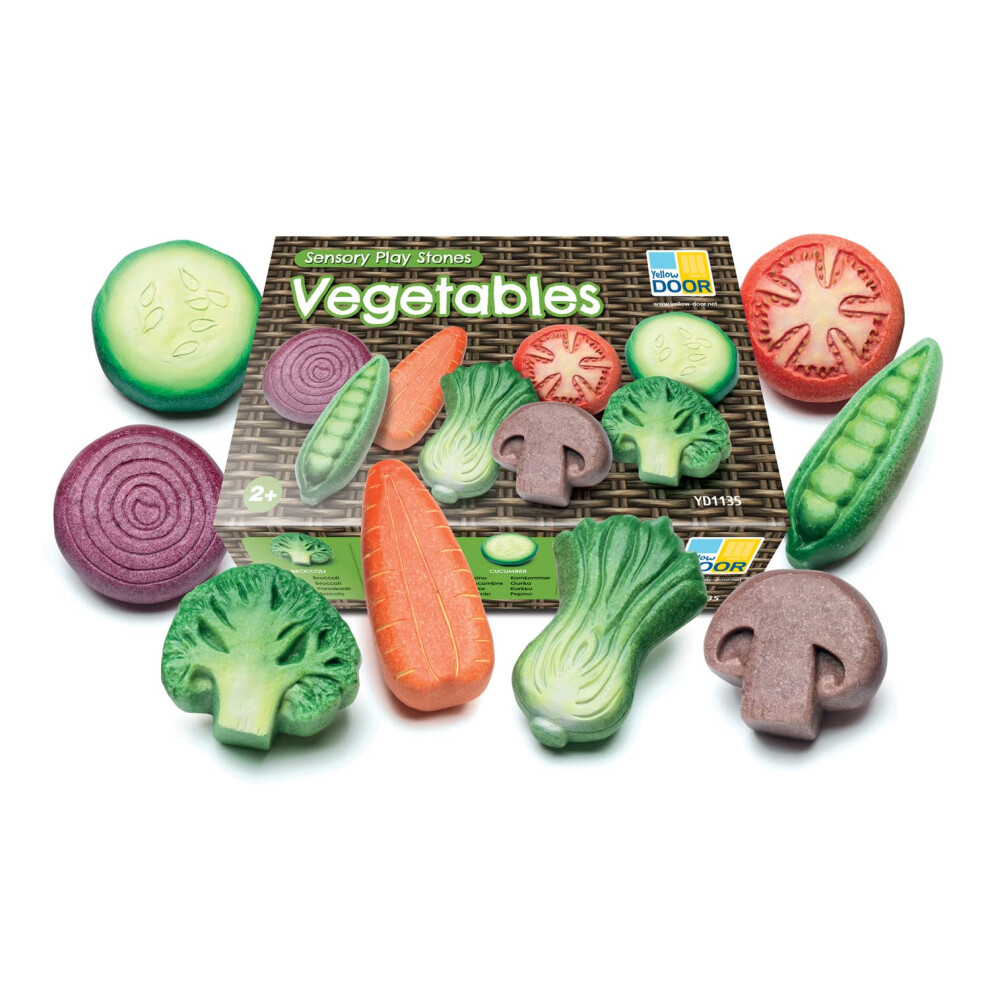 Door Sensory Play Stones - Vegetables - Pack Of 8 - Ideal For Mud Kitchens Yellow