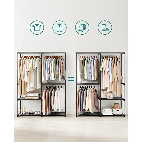 Large Capacity Wardrobe with 3 Hanging Sections & Shelves 2