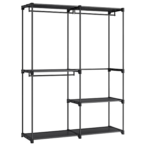 Large Capacity Wardrobe with 3 Hanging Sections & Shelves