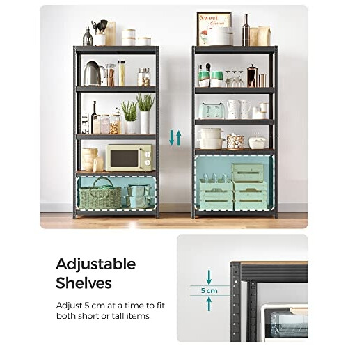 Heavy Duty Shelving Unit with Adjustable Rustic Wood Shelves 1