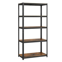 Heavy Duty Shelving Unit with Adjustable Rustic Wood Shelves