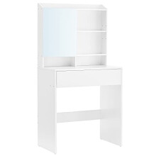 Minimalist White Dressing Table with Mirror & Storage
