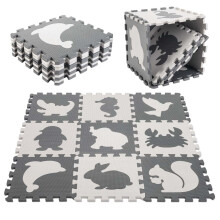 Schaumstoff-Puzzlematte für Kinder 9 El. schwarz-ecru 85cm x 85cm x 1cm