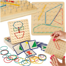 Geoboard-Geoplan-Holzpuzzle zum Erstellen von Formen mit Gummibändern