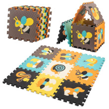 Schaumstoff-Puzzlematte für Kinder 9 El. bunte Tiere 85cm x 85cm x 1cm