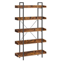 Industrial 5-Tier Bookshelf: Stable, Spacious, Easy Assembly