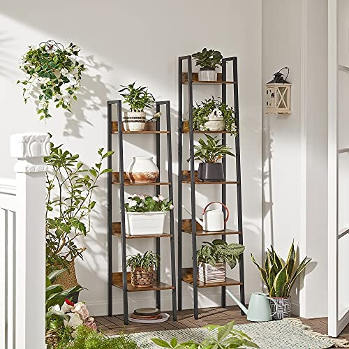 Rustic 4-Tier Ladder Shelf for Books & Decor, Easy Assembly 2