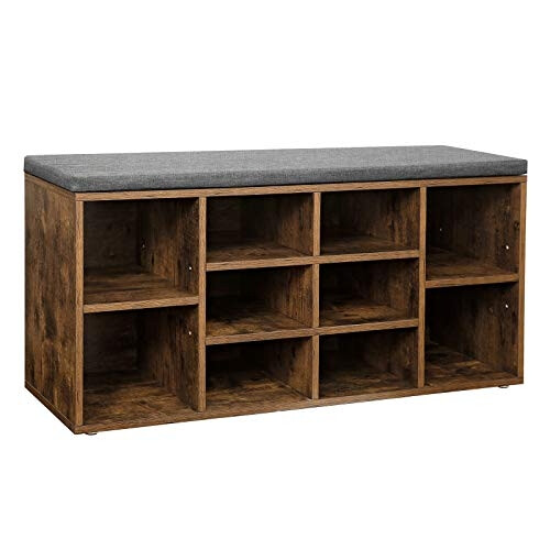 Comfortable Shoe Bench with Cushion and Storage Compartments