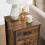 Rustic Industrial Bedside Table with 3 Drawers 5