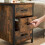 Rustic Industrial Bedside Table with 3 Drawers 6