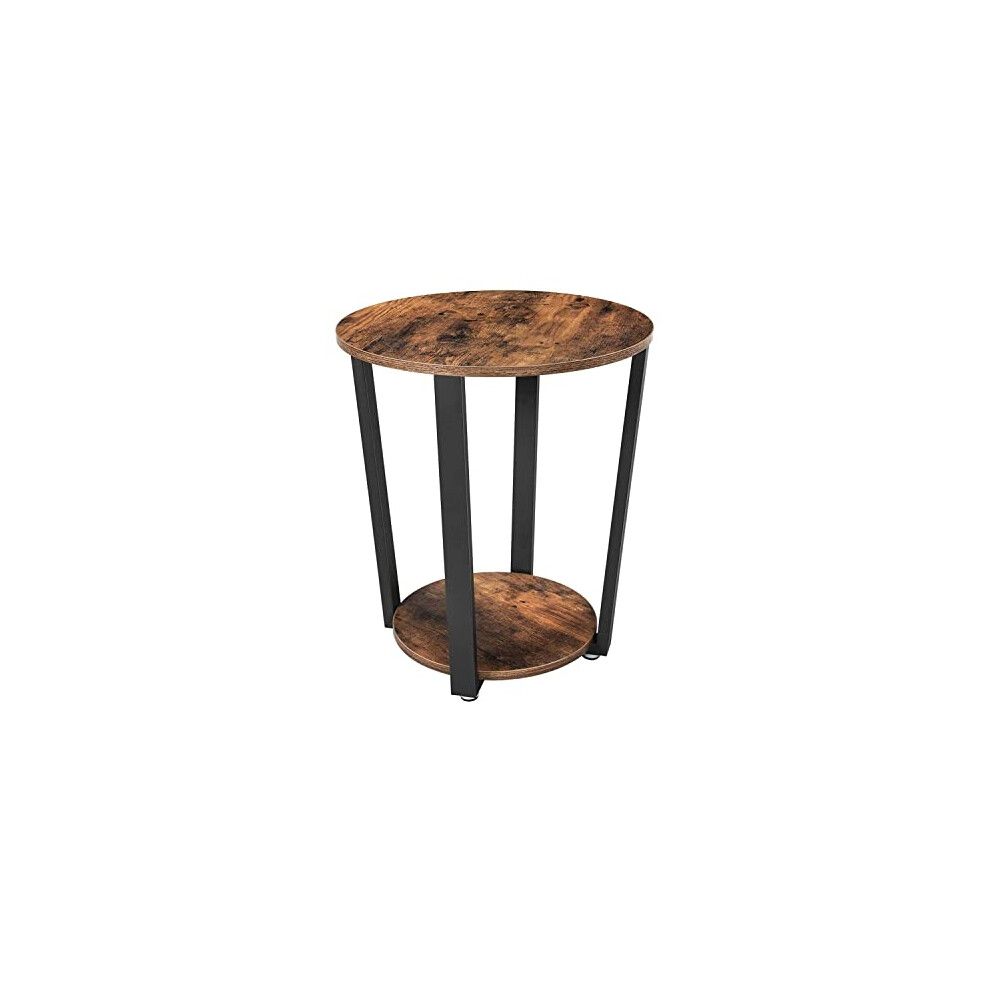 VASAGLE Side Table Round with 2-Tier (50D x 127W x 57H cm), Ironwood - Image 4