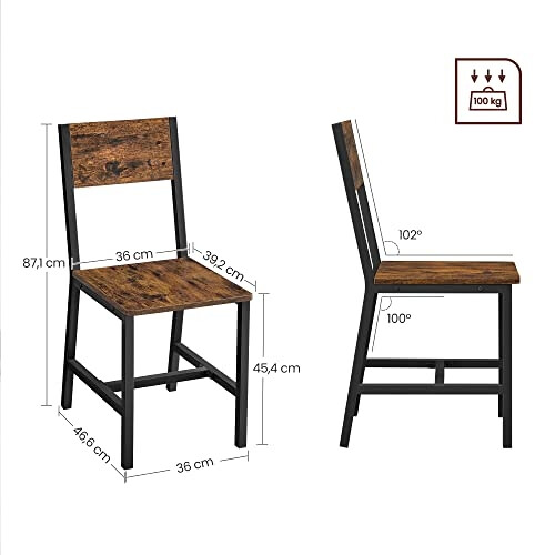 Rustic Brown & Black Ergonomic Dining Chairs Set 1