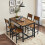 Rustic Brown & Black Ergonomic Dining Chairs Set 4