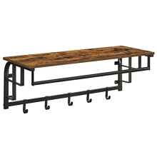 3-in-1 Wall Coat Rack with Shelf, Hooks & Hanging Rail