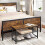 Rustic Brown Shoe Bench with 2 Mesh Shelves, Easy Assembly 5