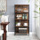 Elegant Matte Black Bookcase with Rustic Brown Shelves 4