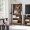 Elegant Matte Black Bookcase with Rustic Brown Shelves 2