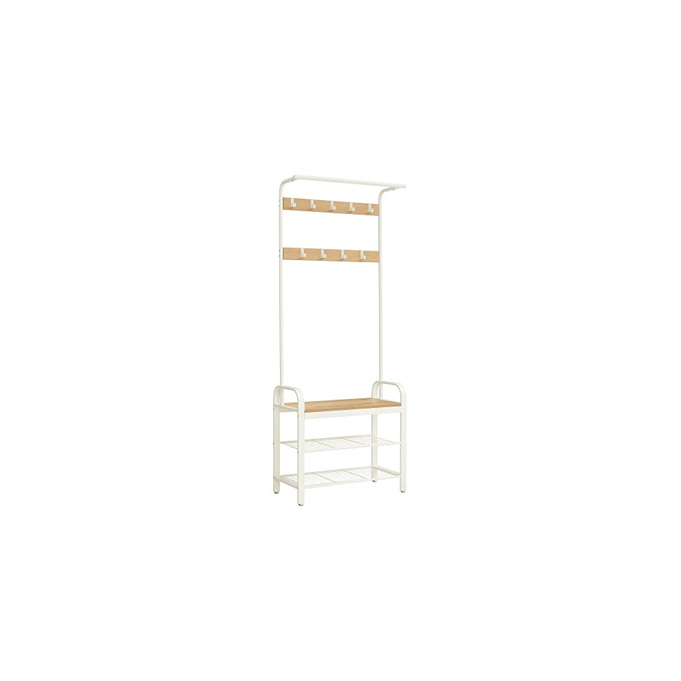 Pricenet 4-In-1 Coat Rack With Shoe Bench, Hooks, And Hanging Rail