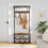 Rustic Brown Coat Shoe Rack with Bench & Storage Shelves 4