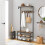Rustic Brown Coat Shoe Rack with Bench & Storage Shelves 3