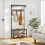 Rustic Brown Coat Shoe Rack with Bench & Storage Shelves 2