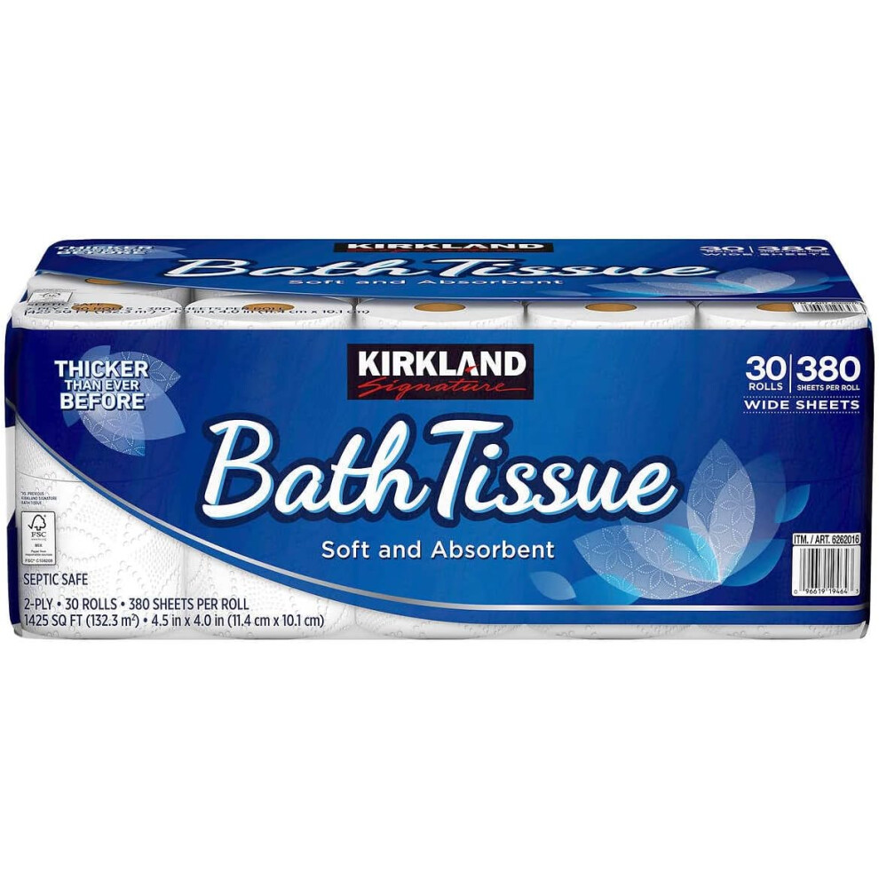 Kirkland Signature Bath Tissue, 2-Ply, 380 Sheets, 30 Rolls