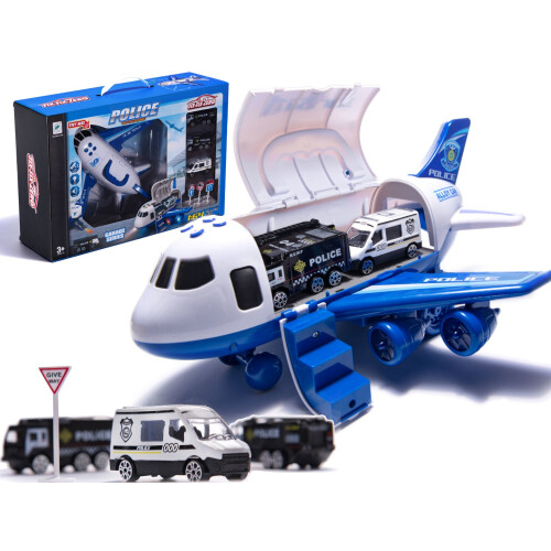 Transportflugzeug + 3 Polizeiautos