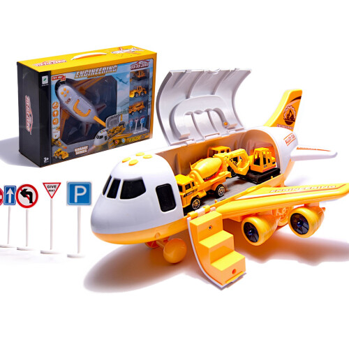 Transportflugzeug + 3 Baufahrzeuge