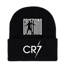 (Black 1) Cristiano Ronaldo Printed Knitted Hat Winter Casual Men and Women Daily Outgoing Black Beanie Skullies