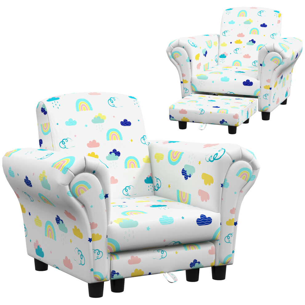 AIYAPLAY 2 Piece Kids Sofa Set With Cloud Design, For Nursery, White